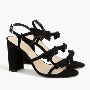 J. Crew Collection Stella Bow Heels - black suede, size 8 - NWOT